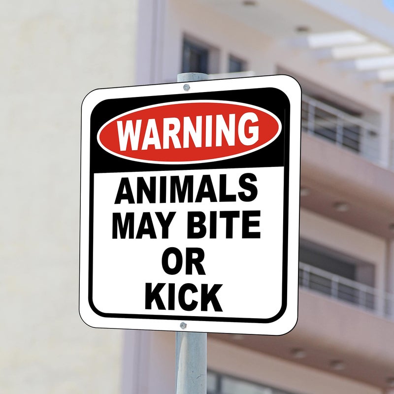 Work House Signs Warning: Animals May Bite or Kick Sign | Outdoor Aluminum Composite Safety Sign | 8.5â€ x 10â€ | Weather-Resistant | Wall-Mountable | Bold, Easy-to-Read Design - Image 5